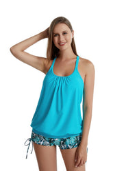 Maillot de bain tankini deux pièces taille haute avec short et bas